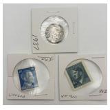 1937 Buffalo Nickel & 2 Stamps