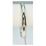 Silver-tone Bangle Bracelet w/ Safety Chain