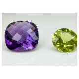 2 Gemstones, Peridot & Amethyst