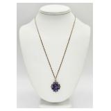 925 Amethyst & Diamond Pendant Twisted Rope Chain