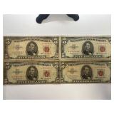 4 Series 1963 Red Seal $5 Bills