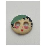 VTG Hand-painted Bone "Flapper Face" Panty Button