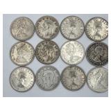 12 Silver Canada 25 Cent Coins 80% Silver