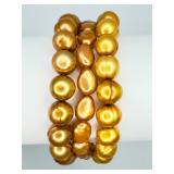 3 Orange Freshwater Pearl Bracelets