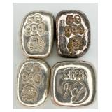 4 .999 Fine Silver Poured Bars 25.603 grams
