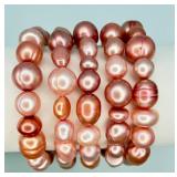 5 Pink Honora Collection Pearl Bracelets