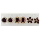 3 Pairs of VTG Purple Pierced Earrings