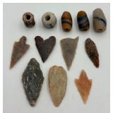 Lot of Arrowheads & Decorative Trade Beads