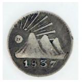 1837 Central American Republic 1/4 Real Silver