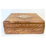 VTG Handcarved Wooden Trinket Box