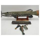 Wooden Pike Sculpture w/Miniature Fishing Lures