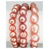 3 Pink Freshwater Pearl Bracelets