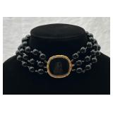 3-Strand Black Onyx Beaded Necklace