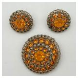Vintage Pin w/ Matching Ear Clips