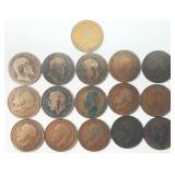15 King George V British 1 Penny Coins