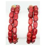 2 Memory Wire Coral Bracelets