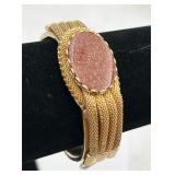 Vintage Golden Mesh w/ Oval Goldstone Bracelet