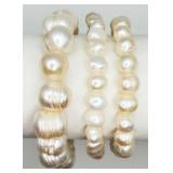 3 White Freshwater Pearl Bracelets