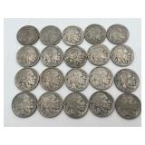 20 Vintage U.S. Buffalo Nickels