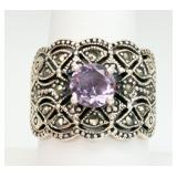 Sterling Silver Amethyst & Marcasite Ring