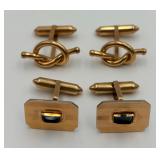 2 Pair of Vtg. Krementz Gold Tone Cufflinks
