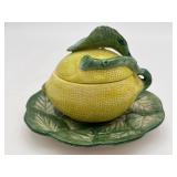 Fitz & Floyd "Fruit Fair" Lemon Jam Pot w/Plate