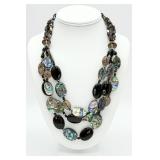 925 3-Strand Multiple Natural Stone Necklace
