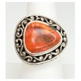 Sterling Silver Coral Ring