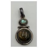 ï¿½925ï¿½ SS Smokey Quartz & Grey Moonstone Pendant