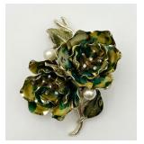 RARE ï¿½Coroï¿½ Layered Painted Double Flower Pin