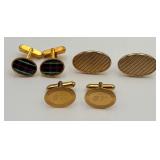 3 Pair of Vtg Gold-tone Cufflinks