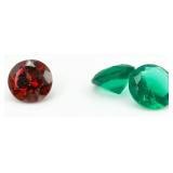 2 Gemstones: Garnet & Emerald