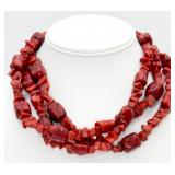 925 3-Strand Coral Necklace