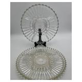 2-Heisey 5 Divided Clear Glass Dip Relish Tray