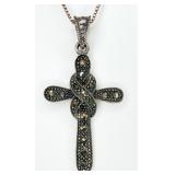 925 Box Chain, Wrapped Cross