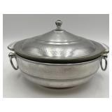 Vintage Hammered Aluminum & Glass Casserole Dish