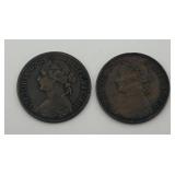 1874 & 1886 Victoria Farthing Coins