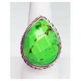 Sterling Silver Green Turquoise Ring By Barse