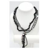 925 3-Strand Natural Stone Necklace & Bracelet