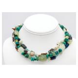 925 3-Strand Multiple Natural Stone Necklace
