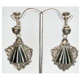 VTG 925 Art Deco Onyx Screw Back Earrings