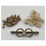 3 Vintage Fashion Brooches/Pins