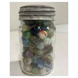 Vintage Ball Mason Jar w/Marbles