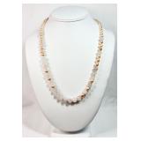 925 Champagne Pearls & Pink Quartz Necklace