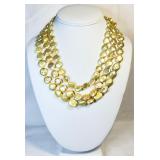 925 3-Strand Yellow Coin Pearl Necklace