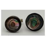 Mismatched Vtg. SS & Silver Tone Abalone Cufflinks