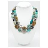 925 2-Strand Multiple Natural Stone Necklace