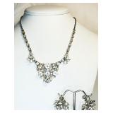 VTG Bogoff Rhinestone Necklace w/ Earrings