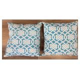 Pair of Pier 1 Blue & White Deco. Throw Pillows