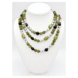 Onyx, Gray Pearls & Serpentine Necklace